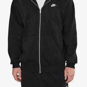 Nike Black Full Zip Hoodie with Nike White Swoosh Icon Men’s Medium M